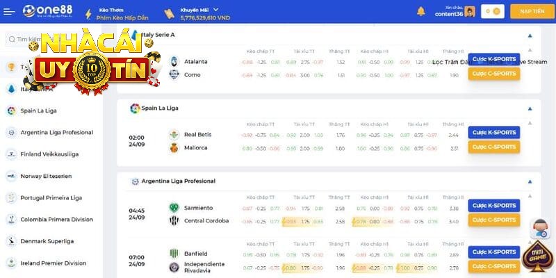 Đặt cược không giới hạn tại One88 được anh em yêu thích